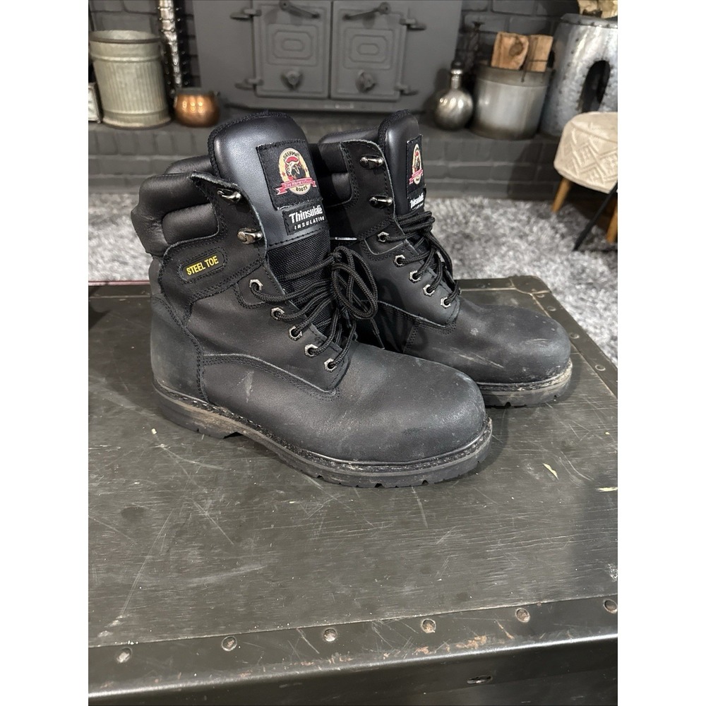 Brahma Mens Iron Tough Steel Toe Work Boots 11XW Thinsulate Black